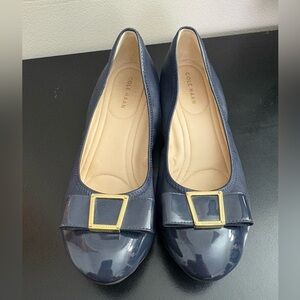 Cole Haan Women's Navy Flats with Gold Buckle
